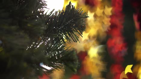 Select-focus-christmas-leaf-with-star-blurry-background